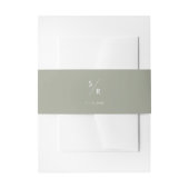 Boho chique salie groen monogram bruiloft uitnodigingen wikkel (Voorkant Voorbeeld)