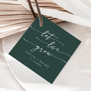 Boho chique smaragd groen laat liefde groeien brui bedankjes labels