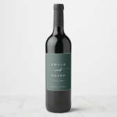 Boho Chique Smaragd Groene Bruiloft Wijn Labels Etiket (Voorkant)