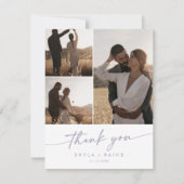 Boho chique stoffige Paarse bruiloft foto collage Bedankkaart (Voorkant)