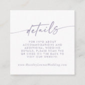 Boho chique stoffige Paarse bruiloft QR Code Detai Informatiekaartje (Voorkant)