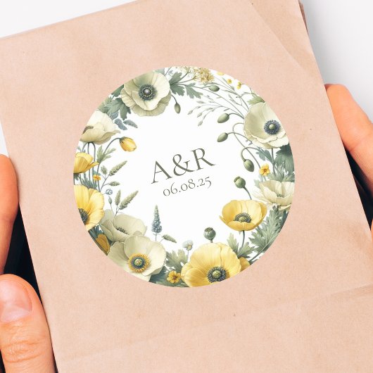 Boho Chique Tuin Feest Wildflower Ronde Sticker