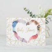 Boho chique veer hart baby douche uitnodigingen (Staand voorkant)