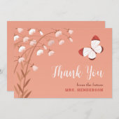 Boho chique vlinder bloemig elegant Vrijgezellenfe Bedankkaart (Voorkant / Achterkant)