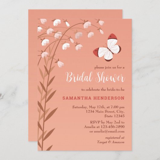 Boho chique vlinder bloemig elegant Vrijgezellenfe Kaart (Voorkant / Achterkant)