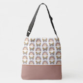 Boho chique vlinder regenboog patroonnaam Baby Crossbody Tas (Achterkant)