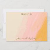 Boho chique Waterverf Abstract roze geel bruiloft Bedankkaart (Voorkant)