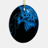 Boho chique waterverf bloemenblauwe pioen keramisch ornament (Rechts)