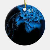 Boho chique waterverf bloemenblauwe pioen keramisch ornament (Voorkant)