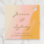 Boho chique Waterverf roze geel bruiloft dank u Bedankjes Labels (Achterkant)