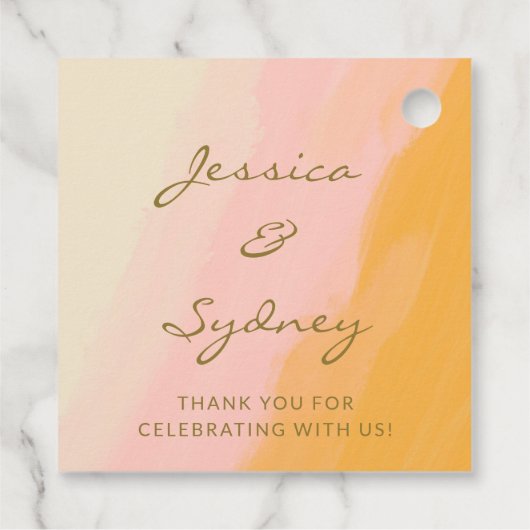 Boho chique Waterverf roze geel bruiloft dank u Bedankjes Labels (Achterkant)