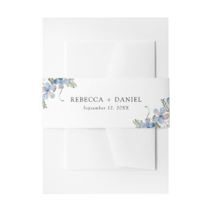 Boho chique wilde bloemen bruiloft buik band uitnodigingen wikkel