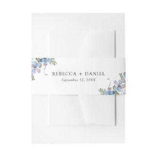 Boho chique wilde bloemen bruiloft buik band uitnodigingen wikkel