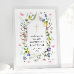 Boho chique wilde bloemen doop welkom poster<br><div class="desc">Boho Chic Wildbloemen Doop Welkom Poster. Overeenkomende objecten beschikbaar.</div>