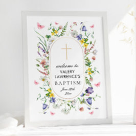 Boho chique wilde bloemen doop welkom poster