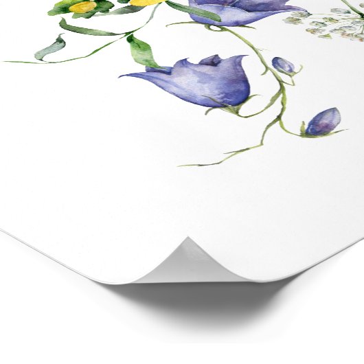 Boho chique wilde bloemen doop welkom poster (Hoek)