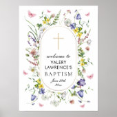 Boho chique wilde bloemen doop welkom poster (Voorkant)