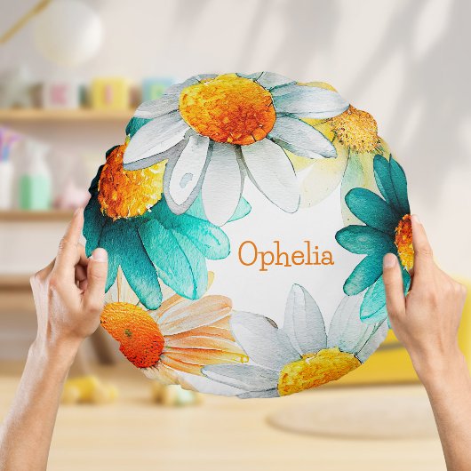 Boho chique wilde bloemen madeliefjes patroon kwek rond kussen