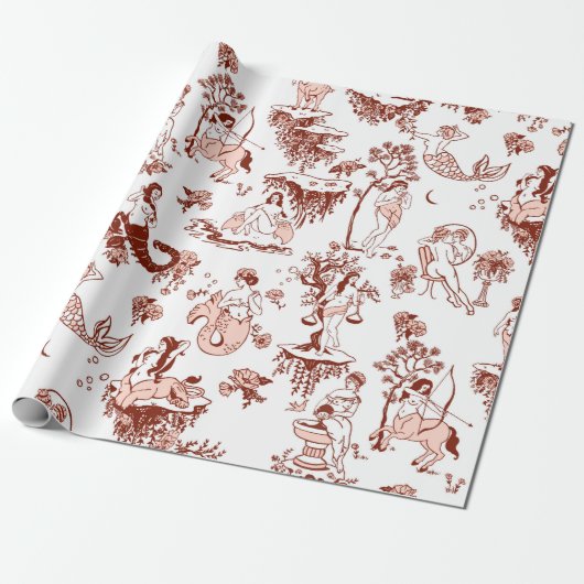 Boho Chique Zodiac Teken Tegel Patroon Astrologie  Cadeaupapier (Uitgerold)