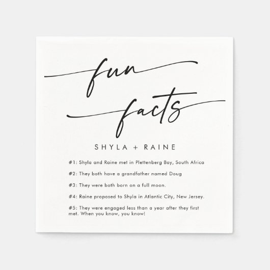 Boho Chique Zwart-wit Bruiloft Fact Servetten (Voorkant)