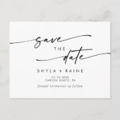 Boho Chique Zwart-wit Bruiloft Save the Date Uitnodiging Briefkaart (Voorkant)