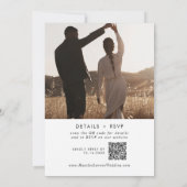 Boho Chique Zwart-Wit Foto QR Code Bruiloft Kaart (Achterkant)