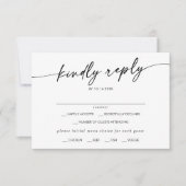 Boho Chique Zwart-Wit Menu Keuze RSVP-kaart (Voorkant)