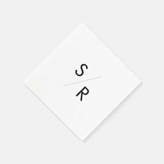 Boho Chique zwart-wit monogram servetten (Hoek)