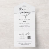 Boho Chique Zwart-Wit QR Code Mail In Bruiloft All In One Uitnodiging (Binnen)