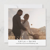 Boho Chique Zwart-Wit Vierkant Foto Terug Save The Date (Achterkant)