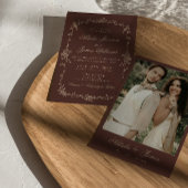 Boho Chocolade Bruine Bloemige Oud Geld Chic Bruil Kaart