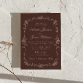 Boho Chocolade Bruine Bloemige Oud Geld Chic Bruil Kaart