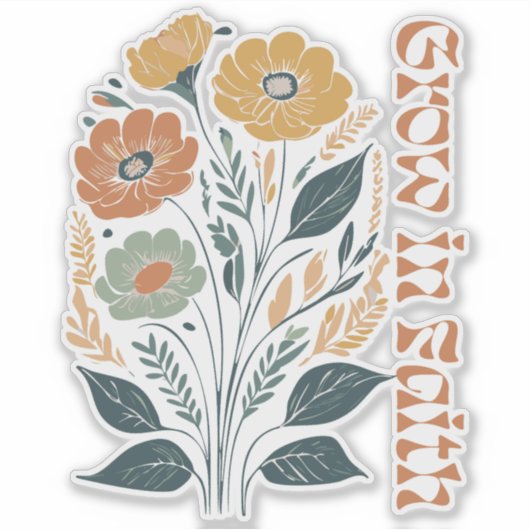 Boho Christelijk Inspirerend groeit in geloof Sticker (Voorkant)
