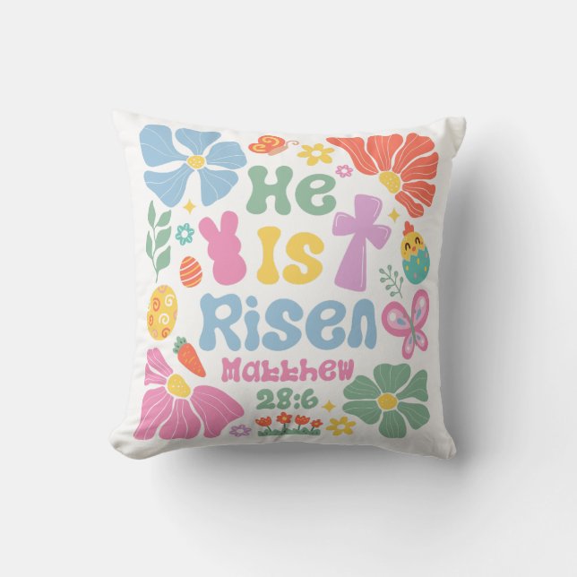 Boho Christelijk Pasen Hij is verrezen Kussen (Voorkant)