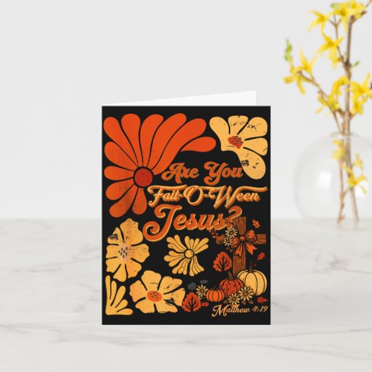 Boho Christian Fall Thanksgiving Are You Fall-o-we Kaart (Gele Bloem)