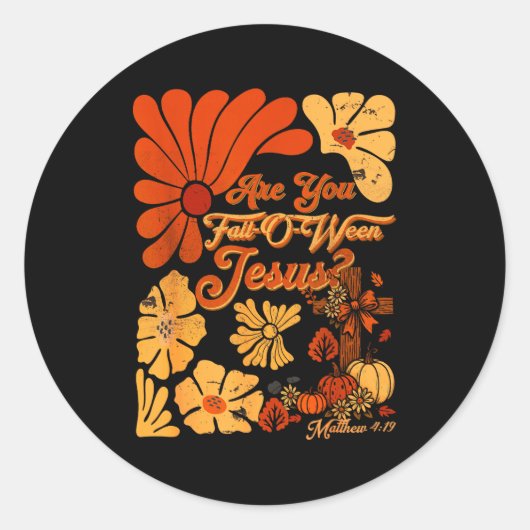 Boho Christian Fall Thanksgiving Are You Fall-o-we Ronde Sticker (Voorkant)