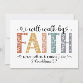 Boho Christian Walk by Faith Bible Verse Floral Feestdagenkaart