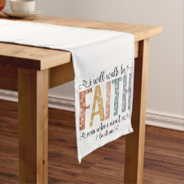 Boho Christian Walk by Faith Bible Verse Floral Korte Tafelloper
