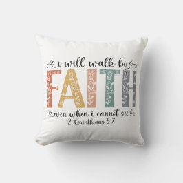 Boho Christian Walk by Faith Bible Verse Floral Kussen