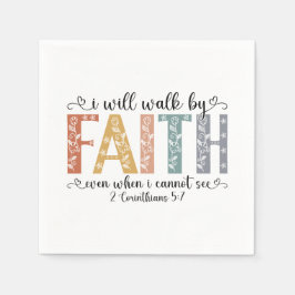Boho Christian Walk by Faith Bible Verse Floral Servet