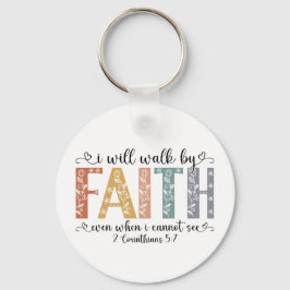 Boho Christian Walk by Faith Bible Verse Floral Sleutelhanger