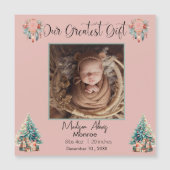 Boho Christmas Baby Stats geboorte aankondiging (Voorkant)