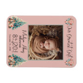 Boho Christmas Baby Stats geboorte aankondiging Magneet (Horizontaal)