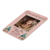 Boho Christmas Baby Stats geboorte aankondiging Magneet (Linkerzijde)