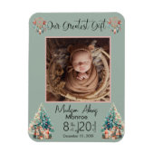 Boho Christmas Baby Stats geboorte aankondiging Magneet (Verticaal)