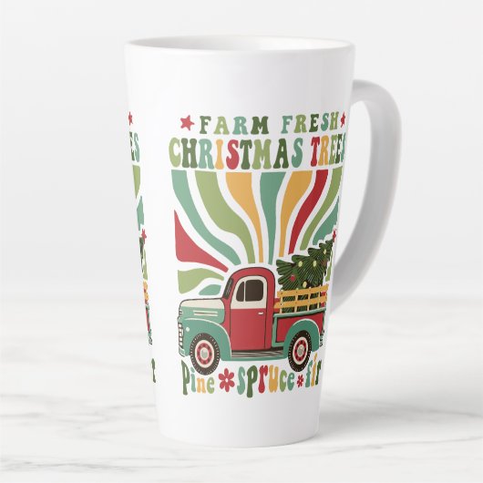 Boho Christmas Boerderij Fresh Trees Truck Latte Mok (Rechterhoek)