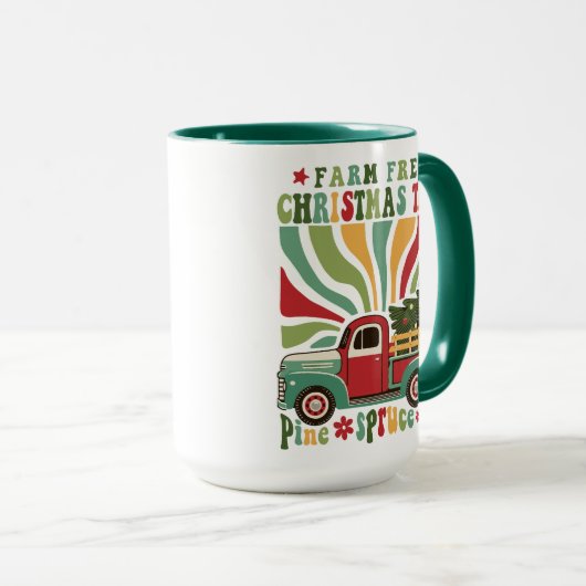 Boho Christmas Boerderij Fresh Trees Truck Mok (Voorkant rechts)