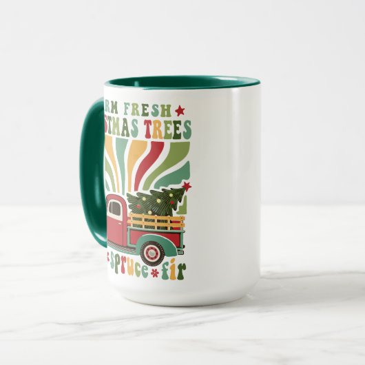 Boho Christmas Boerderij Fresh Trees Truck Mok (Voorkant links)