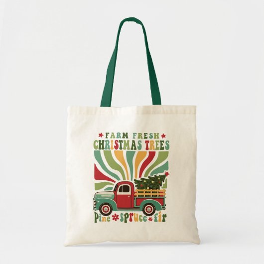 Boho Christmas Boerderij Fresh Trees Truck Tote Bag (Voorkant)