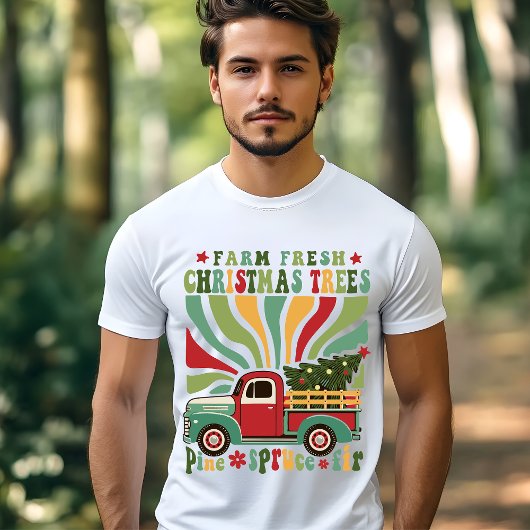 Boho Christmas Boerderij Fresh Trees Truck Tri-Blend Shirt